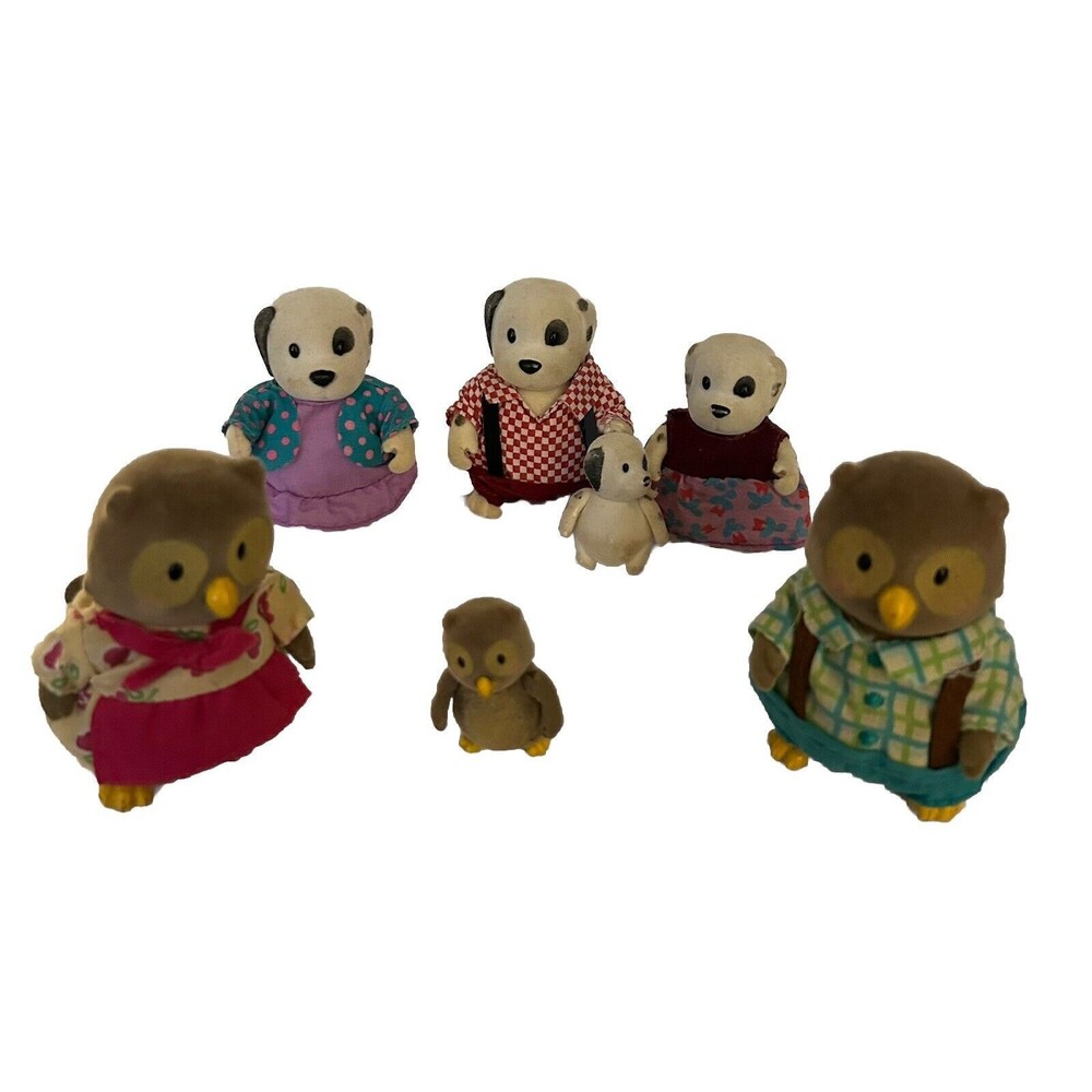 Lil Woodzeez Whooswhoo Owl and Woofwinkle Dalmation Family Lot of 7